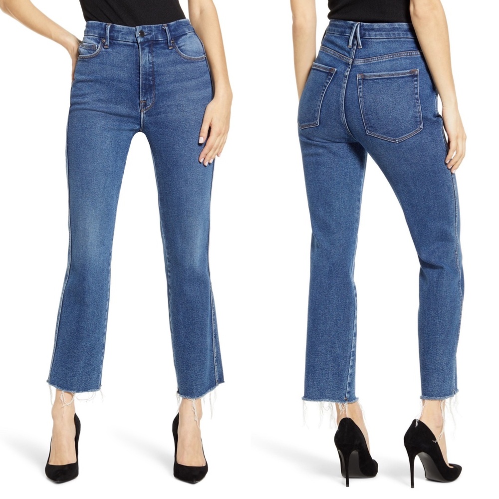 ✨NWT✨ GOOD AMERICAN Good Curve High Waist Straight Leg Jeans In Blue502 Sz 00/24